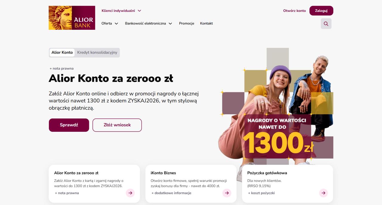 Portal Alior Banku po redesignie